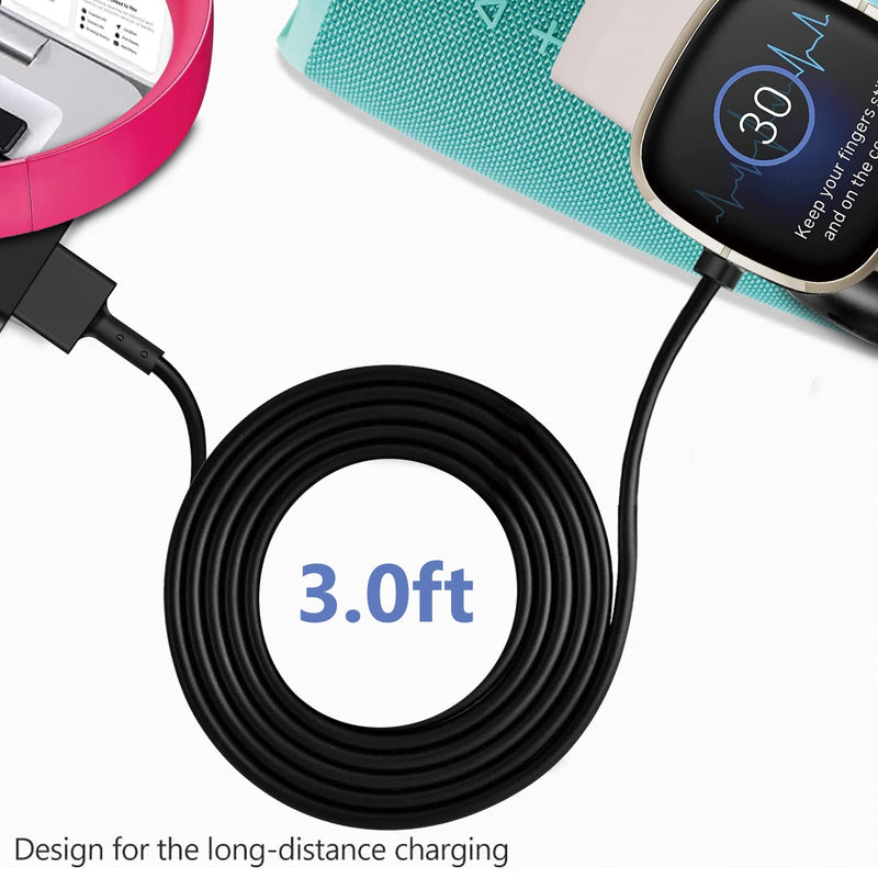 [Australia - AusPower] - Fast Wall Charger for Fitbit Sense & Versa 3 Versa 4 Replacement USB Charging Cable Cord for Fitbit Sense 2/Fitbit Sense/Fitbit Versa 4/Versa 3 Smartwatch Charger Dock USB Cable Cord 