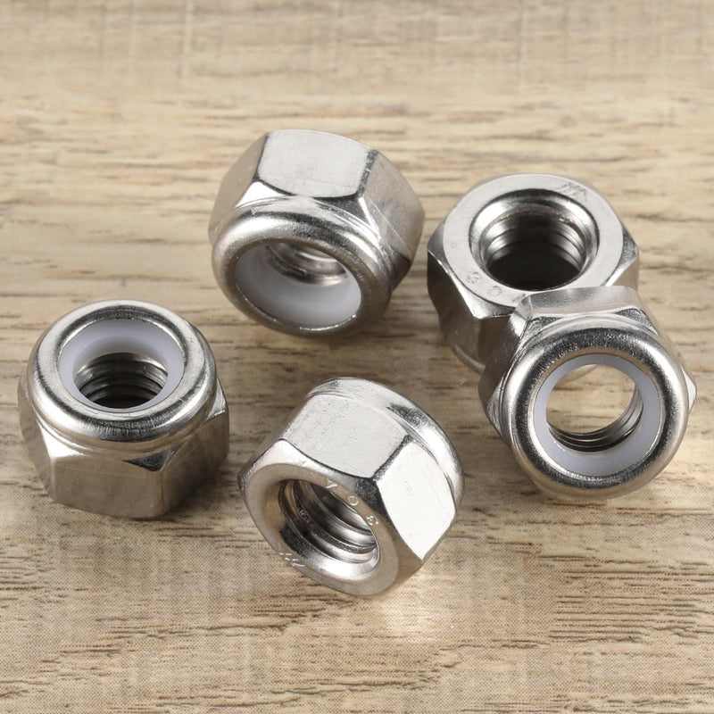[Australia - AusPower] - 1/2-13 Nylon Insert Hex Lock Nut Stainless Locknuts, 304 Stainless Steel 18-8, Bright Finish, Pack of 10 1/2-13 (10 PCS) 