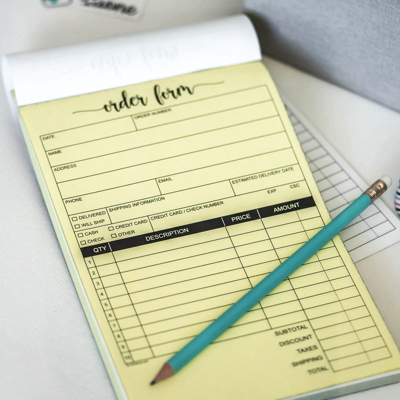 [Australia - AusPower] - 321 Done Order Form Pad, 5.5x8.5 Portrait 2-Part Carbonless, Made in USA, Carbon Copy Purchase Sales Receipt Book Cute Small Size for Business Invoice (50 Sets) White/Yellow, Premium Paper Edge-Glued Pad (Small) 2-part: Order Form (White / Yellow) 