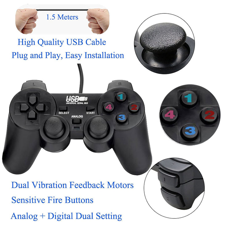 [Australia - AusPower] - USB Wired Game Controllers for PC/Raspberry Pi Gamepad Remote Dual Shock Joysticks Joypad for PC(Windows 11/10/8/7) & Steam/Roblox/RetroPie/RecalBox 