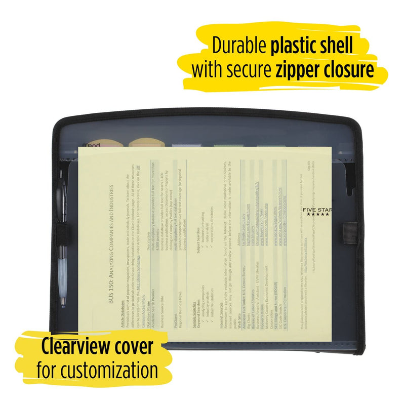 [Australia - AusPower] - Five Star Expanding File, 7-Pocket Expandable Filing Folder,, Zipper Closure, Customizable, Tabbed, Tabs, Black (72709) 
