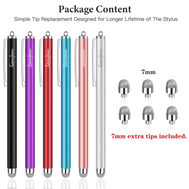 [Australia - AusPower] - StylusHome Stylus Pens for Touch Screens (6 Pcs), Sensitivity Capacitive Stylus Fiber Tips Touch Screen Pen with 6 Extra Replaceable Tips for for iPad iPhone Tablets All Universal Touch Devices 