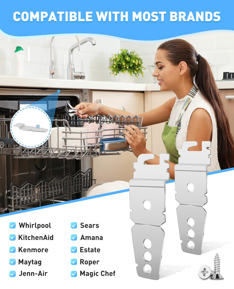 [Australia - AusPower] - Undercounter Dishwasher Mounting Bracket Clips - Compatible with Whirlpool Kenmore KitchenAid Maytag Dishwasher, Upper Mounting Bracket Kit with Screws Replace 8269145 WP8269145 WP8269145VP - 2 Pack 