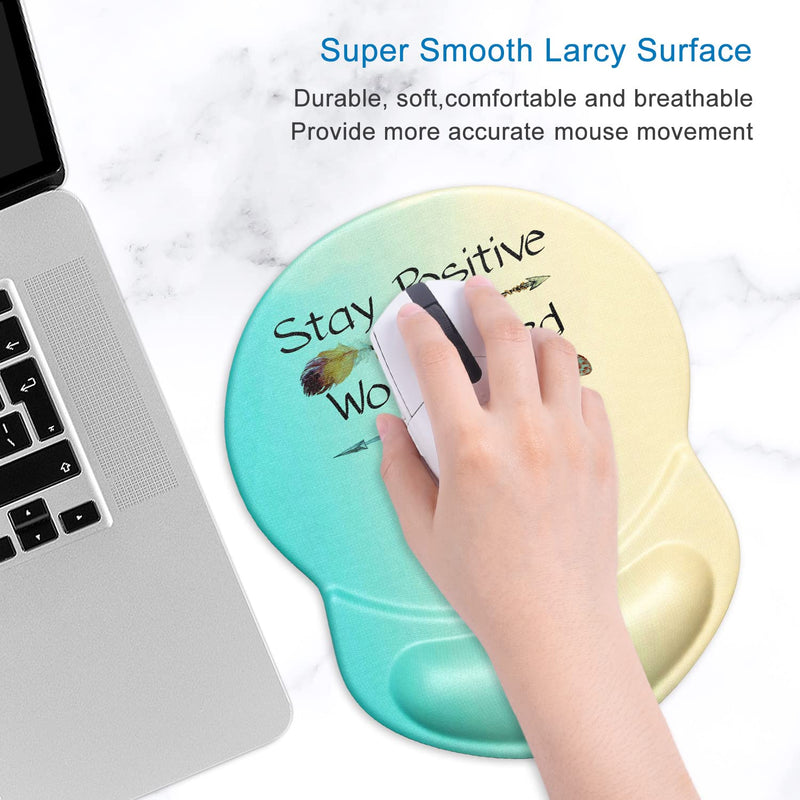[Australia - AusPower] - ITNRSIIET Ergonomic Mouse Pad with Gel Wrist Rest Support, Stay Positive Work Hard and Make It Happen Arrow Print Inspirational Quote Mouse Pad, Non-Slip PU Base for Computer, Laptop, Home, Office 