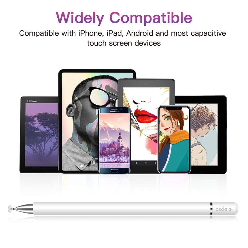 [Australia - AusPower] - Stylus Pen for iPad, 2-in-1 Capacitive Touchscreen Pencil Magnetic Cap, High Sensitivity & Fine Point Universal Stylus for iPhone/iPad Pro/Mini/Air/Android/Microsoft/and All Other Devices 