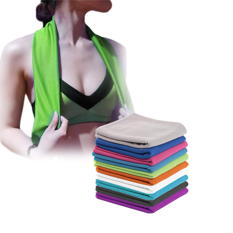 [Australia - AusPower] - [4 Pack] Cooling Towel (40"x12"), Ice Towel, Soft Breathable Chilly Towel, Microfiber Towel for Yoga, Sport, Running, Gym, Workout,Camping, Fitness, Workout & More Activities Blue/Grey/Green/Pink 