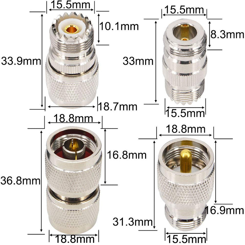 [Australia - AusPower] - onelinkmore RF Coaxial Adapter Connector Kit N Male/Female to UHF PL-259 SO-239 M/F Straight Adapter for Extension Cable Antenna CCTV N to UHF Coax Adapter Kit 