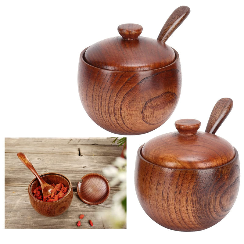 [Australia - AusPower] - BTER, Spice Container, Seasoning Containers Wood Jars Durable Seasoning Box Set with Lids Spoons for Home for Kitchen for Coffee Bar 