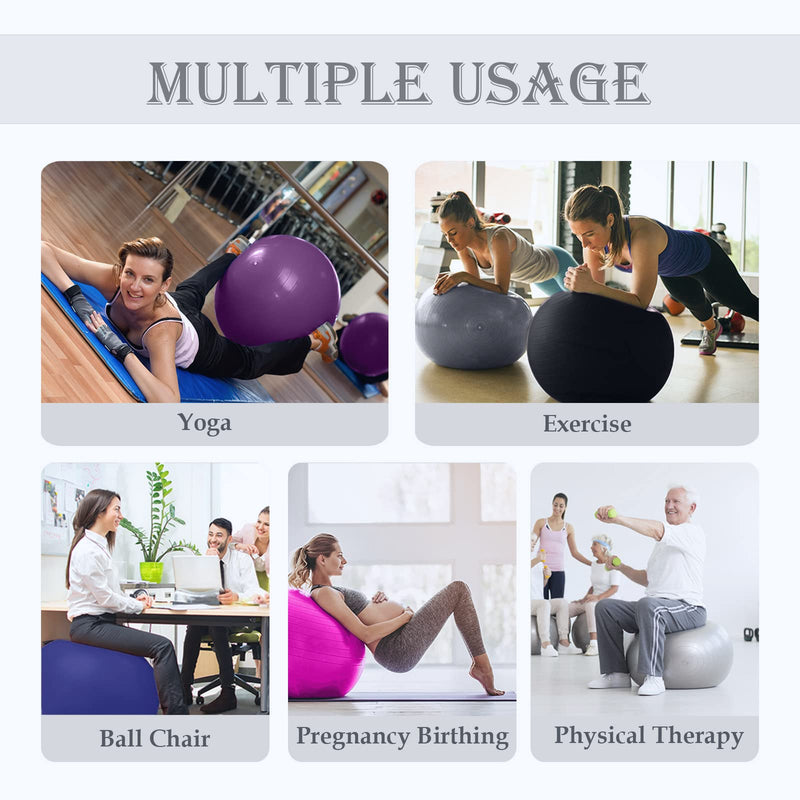 [Australia - AusPower] - Soft Exercise Ball, Anti-Burst Yoga Ball Chair Supports 2200lbs, Stability Swiss Ball w/ Pump for Pregnancy Birthing, Excersize, Workout, Fitness, Balance, Gym, Physio, Abs (Office & Home & School) black S(38-45cm) 