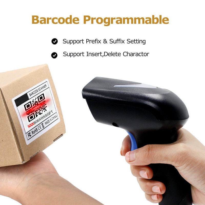 [Australia - AusPower] - 2D Wireless Barcode Scanner,Symcode 2.4G CCD Bar Code Reader with Long Transfer Distance for Mobile Payment MJ-4000-B 