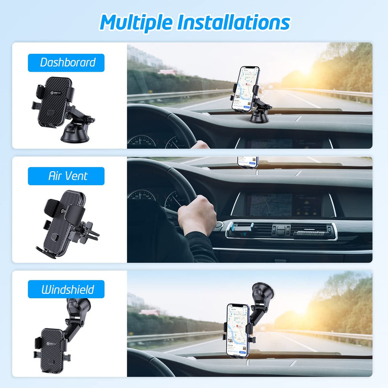 [Australia - AusPower] - WixGear Universal Phone Holder for Car, Windshield Mount and Dashboard Mount Holder for Cell Phones and Tablets with Long Adjustable Arm (New Automatic Closing Arms) 