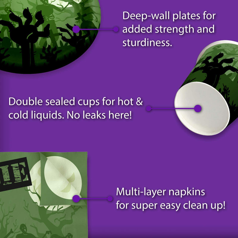 [Australia - AusPower] - Zombie Birthday Party Supplies Set Plates Napkins Cups Tableware Kit for 16 