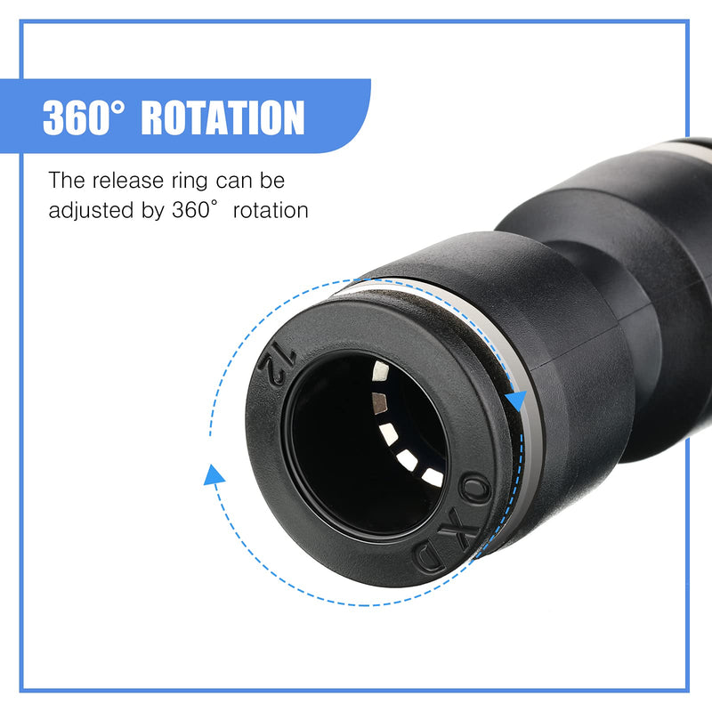 [Australia - AusPower] - 40 Pieces Straight Push Connectors, Push to Connect Fittings Kit Quick Release Pneumatic Connectors Air Line Fittings Connect Air Hose Fittings, 2 Way (Black,1/4 5/16 3/8 1/2) 