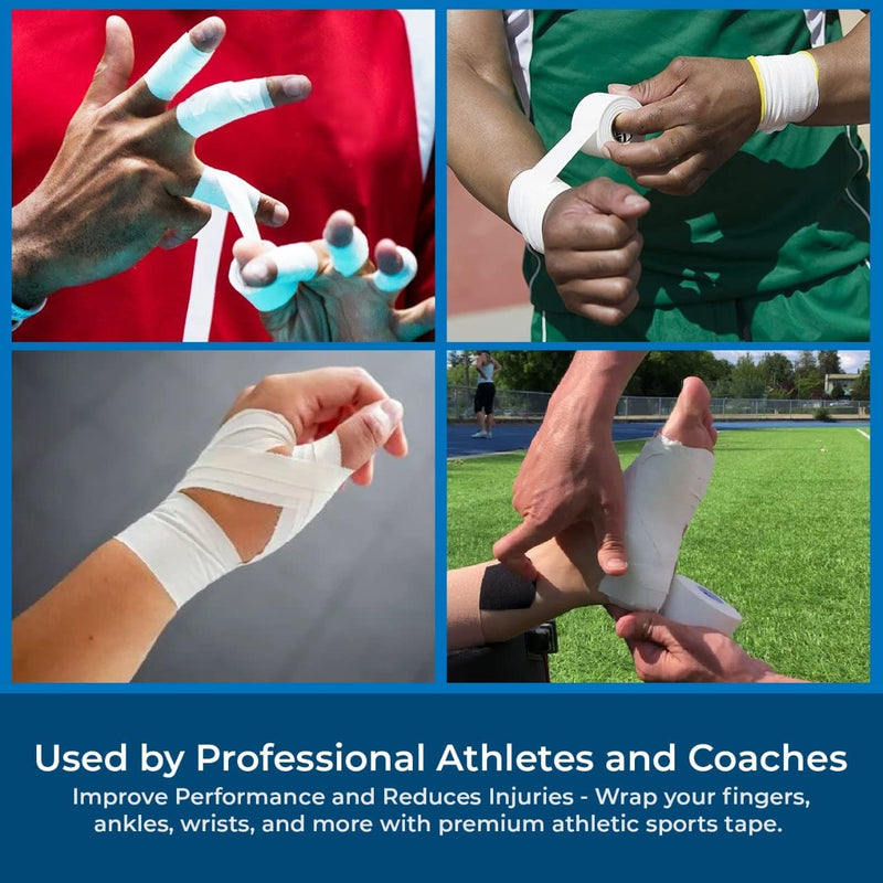 [Australia - AusPower] - Athletic Sports Tapes - No Sticky Residue- 8 Rolls -1.5X 10 Yards -Latex Free - Easy Tear Zigzag Edge - Easy on Skin – Used by Pro Athletes and Coaches 