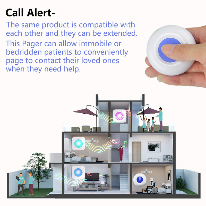 [Australia - AusPower] - LIOTOIN Wireless Caregiver Pager Call Button Nurse Alert System Call Bell for Home/Elderly/Patients/Disabled/School 3 Transmitters 2 Plugin Receivers (600+ft Operating Range)… 3 Transmitters + 2 Plugin Receivers 