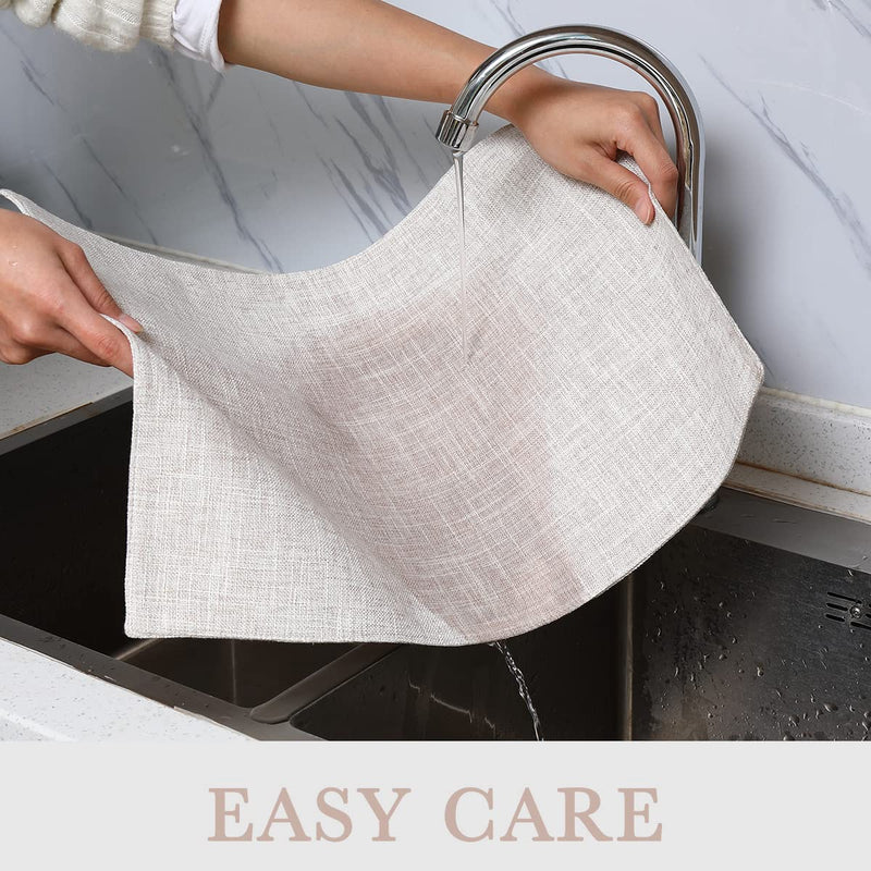 [Australia - AusPower] - homing Neutral Beige Cloth Placemats Set of 6 – Cotton Linen Blend Washable Farmhouse Dining Table Mats for Indoors & Outdoors, Easy to Clean, 14 x 19 Inch 