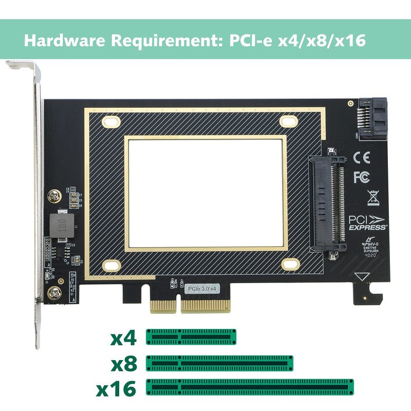 [Australia - AusPower] - U.2 to PCI-e Adapter, RIITOP PCIe 3.0 x4 to 2.5" U.2 (SFF-8639) SSD or SATA3 (6G) to 2.5 SATA SSD Expansion Card 