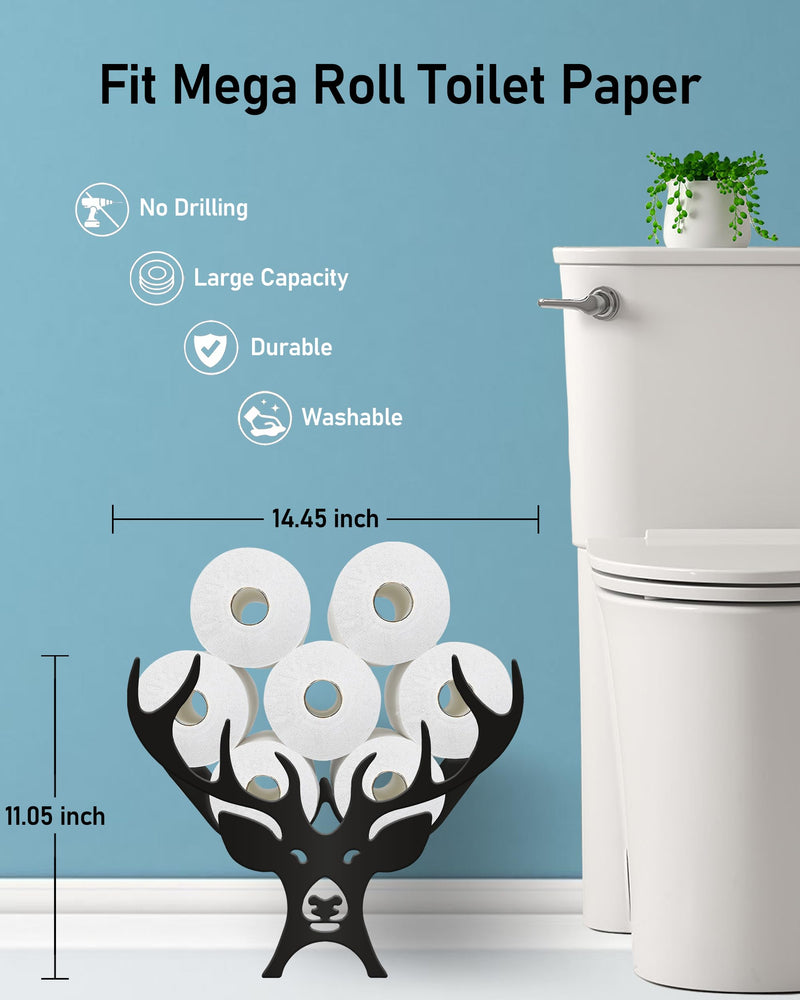 [Australia - AusPower] - Wigag Antler Toilet Paper Holder Stand for Extra 8 Rolls, Funny Deer Decorative Free Standing Toilet Paper Storage, Farmhouse Bathroom Animal Decor Toilet Paper Organizer on The Toilet Tank Storage Unique Antler 