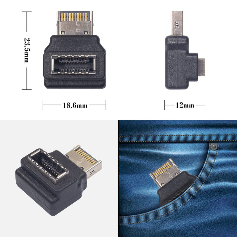 [Australia - AusPower] - Duttek USB Type E 90 Front Panel Adapter, 90 Degree USB Type E Adapter, USB 3.1 Type E Male to Female Front Panel Internal Connector Adapter, High Speed 10Gbps. 