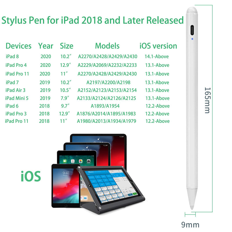 [Australia - AusPower] - 2021 12.9-inch iPad Pro Stylus Pencil,1.5mm Fine Pom Tip Palm Rejection Stylus Pens Compatible with Apple Pencil for 2021 12.9-inch iPad Pro Stylus Pen for Write/Draw/Sign/Sketch,White 