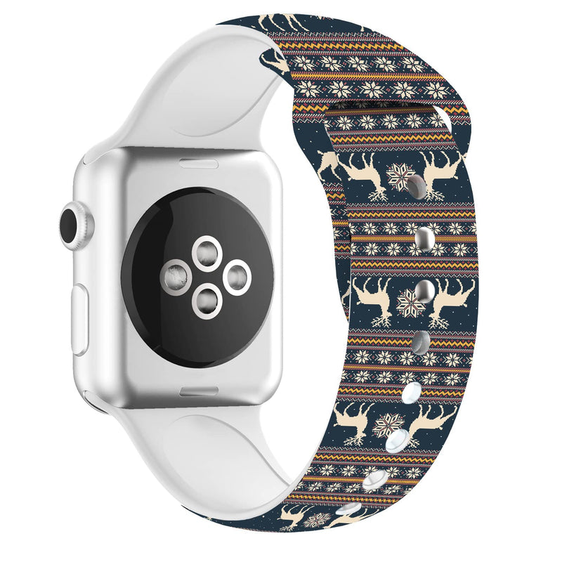 [Australia - AusPower] - BONICI Smart Watch Band for Apple Watch 38/40/41/42/44/45mm,Knitting Wool Sweater Feeling Christmas Snowman Sport Soft Silicone Rubber Replacement Bands for Apple Watch 7/6/SE/5/4/3/2/1 iWatch(M/L) Brown Deer 42/44/45mm(M/L) 