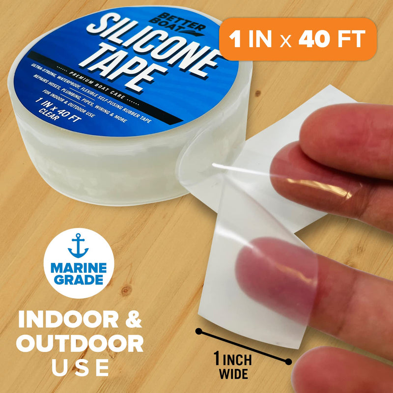 [Australia - AusPower] - Rubber Tape Silicone Tape Self Fusing Rubber Grip Tape 1" x 40FT Clear Silicone Repair Pipe Tape Electrical Radiator Hose Coax Plumbers Water Seal Stretch 