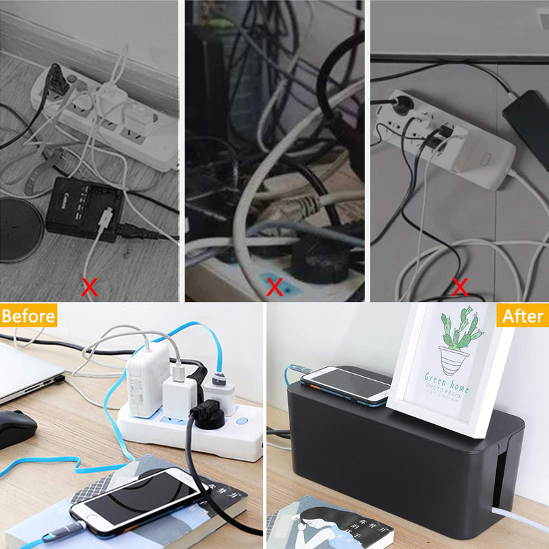 [Australia - AusPower] - Cable Management Box Organizer Wire Organizer for Home and Office System to Cover and Hide, Power Strips, Surge Protector (Large) 