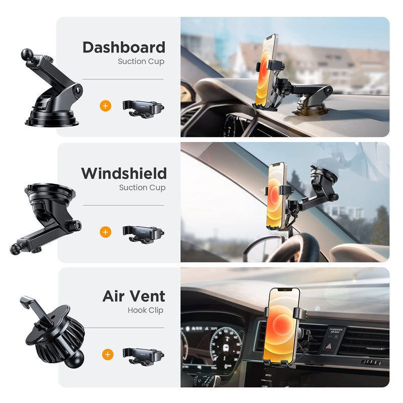 [Australia - AusPower] - AINOPE Car Phone Holder Mount 2021 Upgrade 3 in 1 Gravity Phone Mount for Car Dashboard Windshied Air Vent with Upgrade Hook Clip Auto Lock Cell Phone Holder Car Compatible with 4-7 inch Smartphone 
