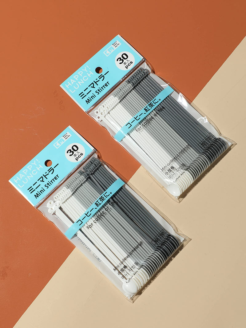 [Australia - AusPower] - MXY Mini Food Grade Plastic Coffee Tea Beverage Stirrers Spoon Colorful Sticks Bar Tool 60 Counts Pack of 2 Bags (Grey) Gray 