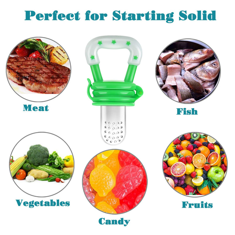 [Australia - AusPower] - PandaEar Baby Fresh Fruit Food Feeder Nibbler Pacifier (3 Pack) |Training Massaging Toy Teether| Food Grade Soft Safe BPA-Free Silicone Pouches| Babies Toddlers Infants Kids 