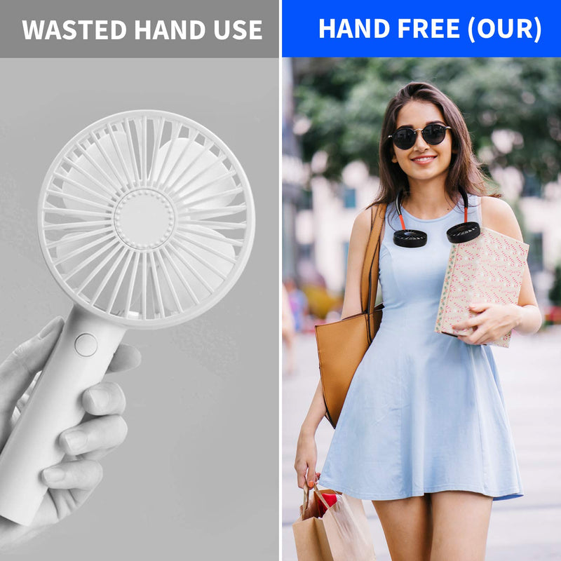 [Australia - AusPower] - Neck Fan Portable Personal Hand Free Mini Lazy person USB Neck Fan 360 Degree Rotation Cooling Handheld Wearable Suitable Fan for Office Household Travel Room Outdoor Sports (Black) Black 