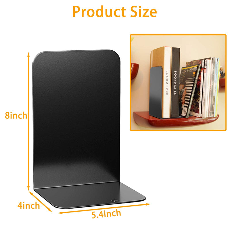 [Australia - AusPower] - VFINE Book Ends Premium Bookends for Shelves, Metal Book Ends Bookshelf Holder, Book Stopper for Home Office, Heavy Duty Black Bookend Supports 1 Pair Black 1pair 