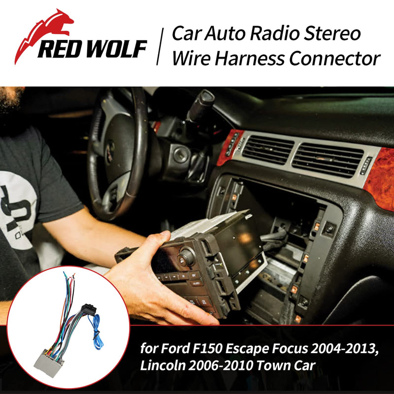 [Australia - AusPower] - RED WOLF Pioneer Radio Stereo Receiver Install Wire Harness Amp/SWC Plug Connector for Ford F150 Escape Focus 2004-2013, Lincoln 2006-2010 Town Car 