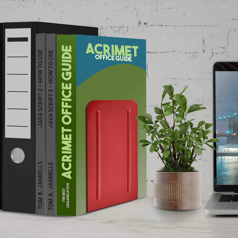 [Australia - AusPower] - Acrimet Premium Metal Bookends (Heavy Duty) (Red Color) (1 Pair) 