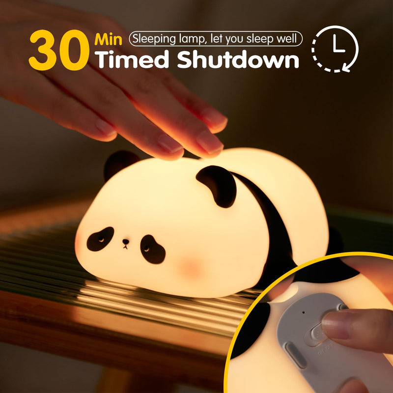 [Australia - AusPower] - VTIGER Panda Night Light for Kids, Rechargeable LED Touch Cute Lamp, Food Grade Silicone, 3 Modes Squishy Panda Night Lamp, Cute Night Light for Nursery Baby Room, Nice Gifts for Kids Girls Boys 