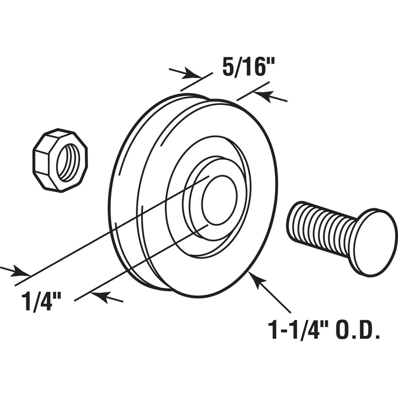 [Australia - AusPower] - Prime-Line D 1504 Sliding Door Roller with Bolts, 1-1/4-Inch Nylon Ball Bearing, 2-Pack 