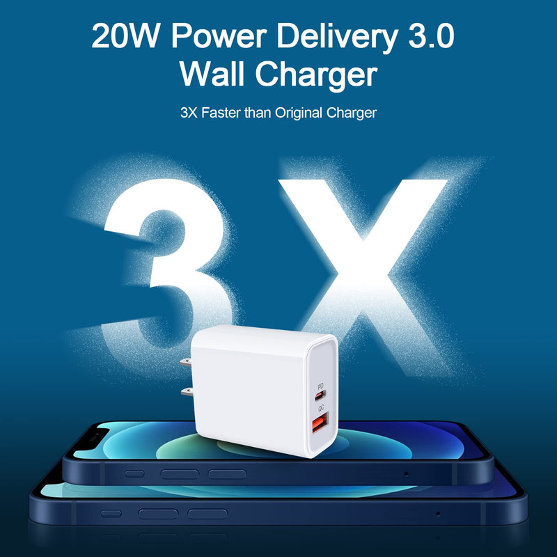 [Australia - AusPower] - USB C Wall Charger, 2-Pack 20W PD Fast Charger Block Type C Wall Charger Plug for iPhone 13 Pro/13 Pro Max/13, 12/11/Pro/Max 13/12Mini XS XR, Pixel 6 Pro 6 5 4 3 4a 3a 3XL 2XL, Samsung Galaxy S21 S20 