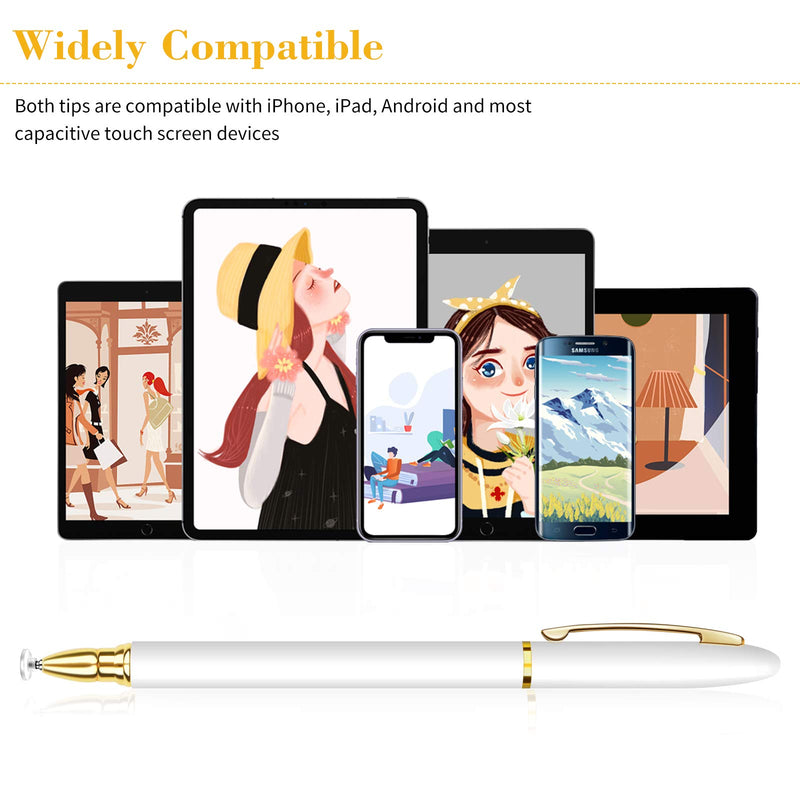 [Australia - AusPower] - Stylus Pens for Touch Screens, MEKO 2-in-1 Disc & Fiber Tips Universal High Precision Capacitive Stylus Pencil for Apple iPad Pro/Air/Mini, iPhone, Samsung Galaxy, Android, Tablet, Surface 