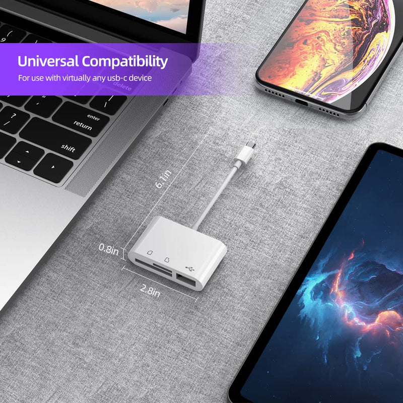 [Australia - AusPower] - USB C to Micro SD TF Memory Card Reader, Compatible with iPad Pro, MacBook Pro/Air, Chromebook, 3-in-1 USB Camera Card Reader Adapter for XPS, Galaxy S10/S9 and More USB C Devices 