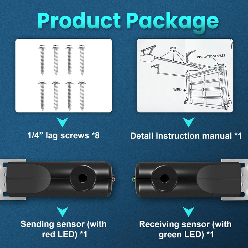 [Australia - AusPower] - GSTB-R STB-BL Safety Sensors, Replacement for Genie Garage Door sensors, Compatible with Genie Garage Door openers Made After 1993, Item Includes Two Sensors (Receiving&Sending) 