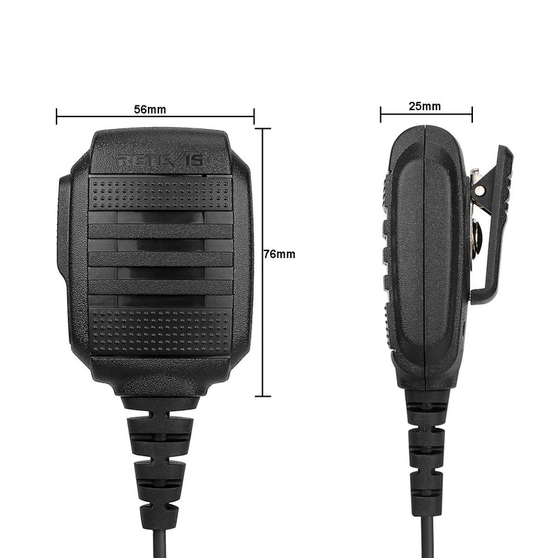 [Australia - AusPower] - Retevis IP54 Waterproof 2 Pin Speaker Mic, Compact Walkie Talkie Microphone for Baofeng BF-F8HP UV-5R BF-888S Retevis RT21 RT22 H-777 RT68 RT27 RT1 Arcshell AR-5 Two Way Radios (1 Pack) 