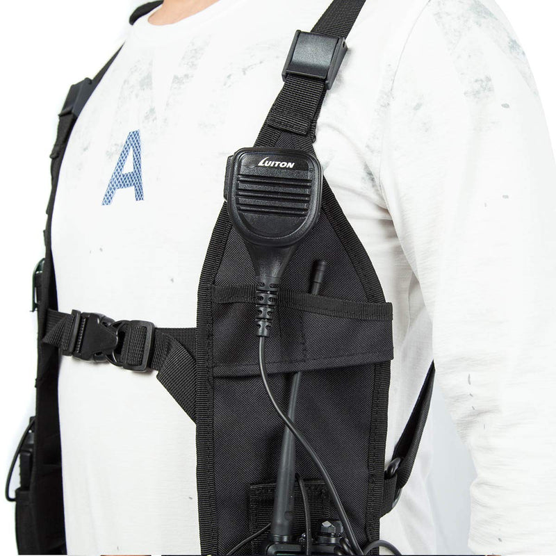 [Australia - AusPower] - Radio Shoulder Harness Holster Chest Holder Universal Vest Rig for Police Firefighter Two Way Radio Search Rescue Essentials 