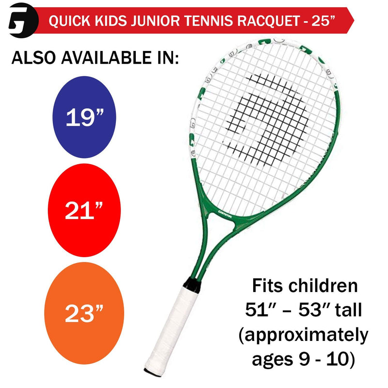 [Australia - AusPower] - Gamma Sports Junior Tennis Racquet: Quick Kids 19 Inch Tennis Racket - Prestrung Youth Tennis Racquets for Boys and Girls - 93 Inch Head Size 25" - Green 