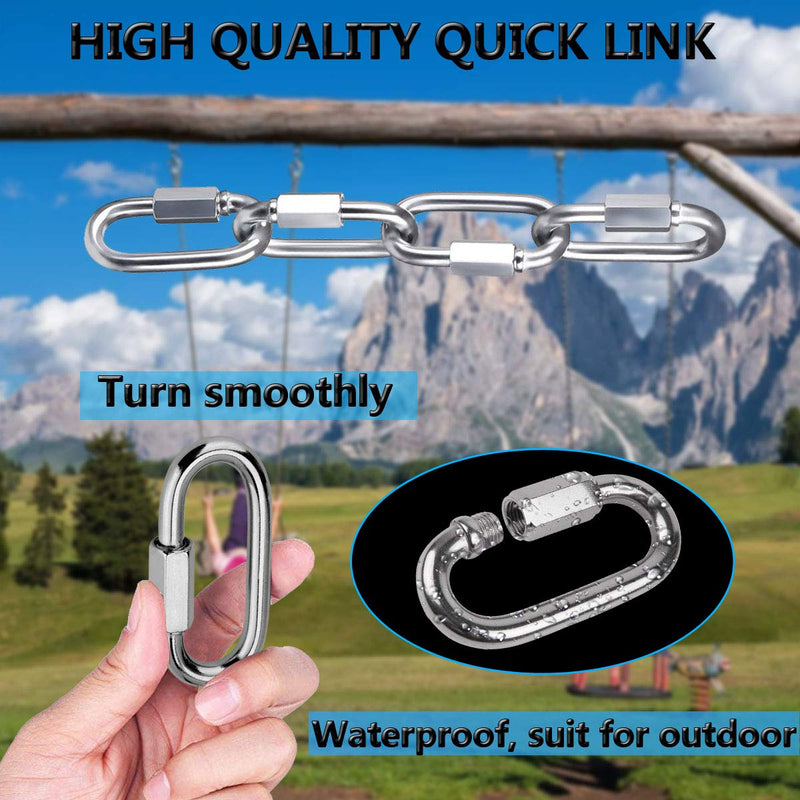 [Australia - AusPower] - Quick Link, Ekunbuy 304 Stainless Steel Heavy Duty Locking Clips Chain Connector Repair Link Buckle for Swing Outdoor Camping M3.5 6pack 