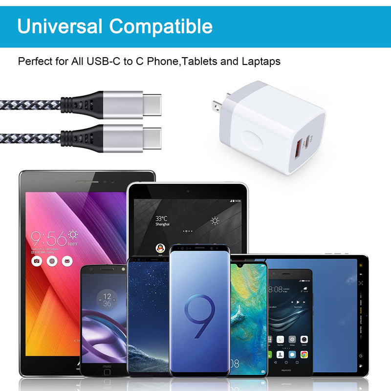 [Australia - AusPower] - USB C Charging Block Fast Wall Charger Compatible iPad Air 4th Generation,Samsung Galaxy S22 Ultra 5g/S21/S20,A72 A52s 5g A42 A32,LG Stylo 6 5 4,Dual Port PD+QC3.0 Power Adapter + USB C to C Cord 6ft 