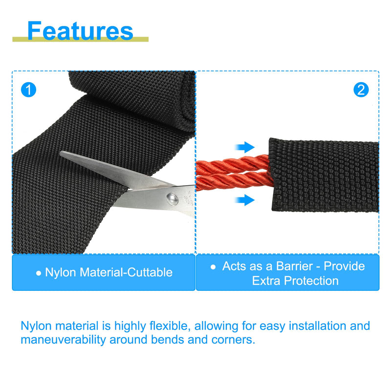 [Australia - AusPower] - PATIKIL 3.15" Flat Dia 6.5FT Nylon Protective Hose Sleeve, Cable Cover Sheath Protection for Welding Tig Torch Hydraulic Hose, Black 3.15 in x 6.5FT 