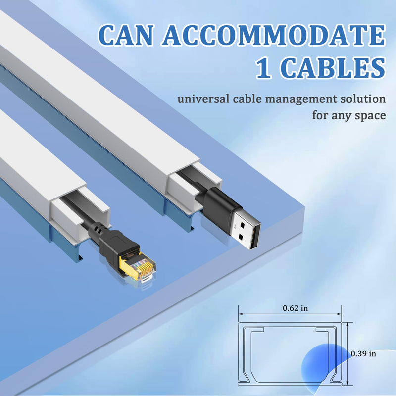 [Australia - AusPower] - Small Cable Concealer - One Cord Channel Cable Management System - Compact Cord Cover for Home and Office Wall, 8-Pack 125 inch, White Small 