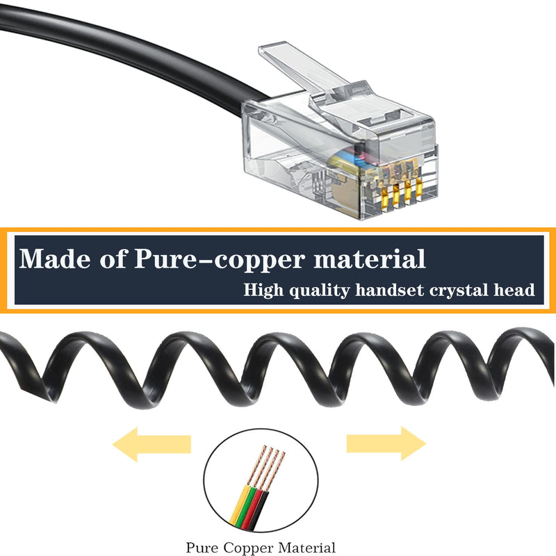 [Australia - AusPower] - RJ9 4P4C Telephone Cord,Telephone Cord Detangler, 2Pack 8Ft Uncoiled / 1.4Ft Coiled Telephone Handset Cord with 2 Pack 360 Degree Rotating Landline Cable Detangler Swivel Cord Untangler 