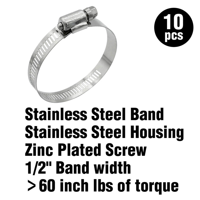 [Australia - AusPower] - Cambridge Worm Gear Hose Clamps SAE Size 6, Adjustable 7/16-in to 25/32-in, Stainless Steel Band and Housing, Zinc Plated Screw, 10 Pack 
