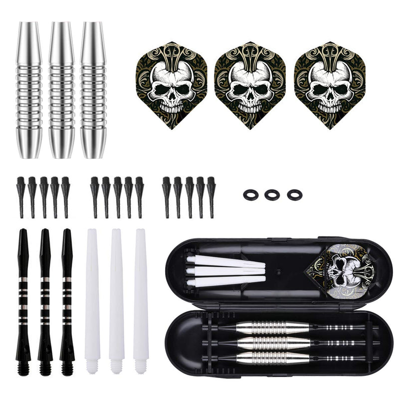 [Australia - AusPower] - sanfeng Darts Plastic Tip Set - 18g Soft Tip Darts - Nickel Plated Silver Dart Barrel 16 Grams + 50 Anti-Loose O-Rings + 6 Shaft (Aluminum/Nylon 45mm) + 6 Flights + Extra 50 Soft Tips Electronic Dart 